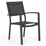 Brafab Leone stapelbar karmstol aluminium svart och textilene grå