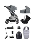 Silver Cross Dune Ultimate Pack &amp; Compact Folding Carry Cot, p/chair, Dream i-Size c/seat, base, rucksack, footmuff, cup &amp; phone holder, adaptors, snack tray, Grey