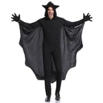 Man Svart Fladdermus Vampyrdräkt Cosplay för män Hooded Jumpsuit Fantasia Halloween Carnival Dress Up L