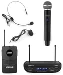 Vonyx WM82C Mikrofon UHF digital 2ch BP+HH, Trådlöst dubbelsystem med handmikrofon headset och mygga