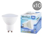 10 Pack GU10 White Thermal Plastic Spotlight LED 5W Neutral White 4500K 450lm Light Bulb