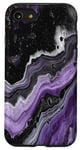 Coque pour iPhone SE (2020) / 7 / 8 Drapeau Asexuality Marble Pride | Art en marbre noir, violet, gris
