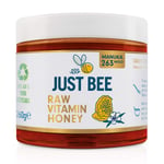 Just Bee Raw Vitamin Manuka Honey (263 MGO), Certified Pure New Zealand Honey with Vitamin C, B6, B12, Echinacea (260g jar)