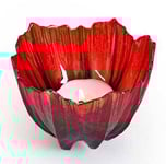 Målerås Glasbruk Poppy Ljuslykta 9cm röd/svart