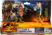 Jurassic World Claire & Dilophosaurus Dinosaur Action Figure Official Mattel