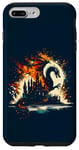 Coque pour iPhone 7 Plus/8 Plus Jeu de fantastiques château de réflexion de dragon flamme double exposition
