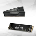 Disque SSD M.2 NVMe MP600 ELITE - 1 To + Vengeance DDR5 32 Go (2 x 16 Go) 5600 MHz CL36 - Noir