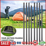 2m/6.6ft Outdoor Camping​ Tent Awning Pole Folding Zinc Plated Iron Canopy Rod G