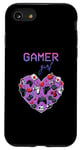 Coque pour iPhone SE (2020) / 7 / 8 Gamer Girl Cute Heartbeat Gamer pour fille amateur de jeux vidéo