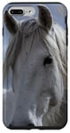 Coque pour iPhone 7 Plus/8 Plus Motif Tête De Cheval Blanc Avec un beau Coeur D'Amour Doré