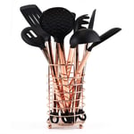 10PCS Kitchen Utensil Set Silicone,Copper Plated Handle,Nonstick Heat Resistant Cooking Kitchen Tools（Rose Gold）