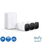 Eufycam 2 Pro 2K - 3 Camera Kit with Homebase 2 No monthly Subscription