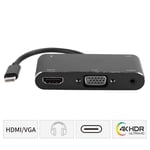 Hopcd USB C Docking Station, 5 in 1 UBS C Type-C to HDMI/VGA /3.2MM Audio with 4K x 2K High Resolution for Mobile Phone/Computer/TV Display