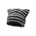 Virkad Kattmössa för Kvinnor - Vintage Grunge Tillbehör Slöa Hatt Gray