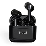 Wireless Earbuds, Bluetooth 5.3 Wireless Headphones with ENC Deep Bass，LED Charge Indicator, 60H Bluetooth Earbuds with HiFi Stereo Bluetooth Earphones Waterproof for Running Sport Gym Workout Black