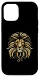 Coque pour iPhone 12/12 Pro Design majestueux visage de lion doré