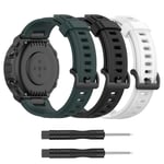 (3-Pack) Replacement Straps Compatible with Amazfit T-Rex Strap, Tencloud Soft Silicone Sport Wristband for Amazfit T-Rex Smartwatch (Black+Green+White)
