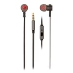 NGS CROSS RALLY GRAPHITE - Metal Earphones, 120 cm Flat Cable, Voice Assistant Technology, 3.5 mm Jack Connection, 20 Hz, Black and Red Colour