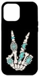 Coque pour iPhone 12 Pro Max Squelette Turquoise Main Western Rodéo Cowboy Cowgirl