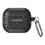 Samsung Galaxy Buds3 / Buds3 Pro Hörlursfodral med Krok - Svart