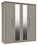One Call Furniture Lancaster 4 Door 2 Mirror Wardrobe - Grey