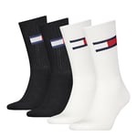 Tommy Hilfiger Crew Socks, White/Black, 43/46 (Pack of 4)