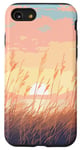 Coque pour iPhone SE (2020) / 7 / 8 Pixel Art rétro Pastel Farmland Hayfield Sunset