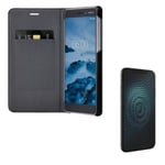 Nokia 6.1 Case Wallet– Flip Cover – Black Protective Flip Case with Card Holder – 2 Piece Bundle with ZAGG InvisibleShield Universal Liquid Defence