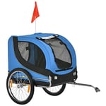 PawHut Steel Dog Bike Trailer Pet Cart Carrier for Bicycle Kit Water Resistant Travel Blue and Black