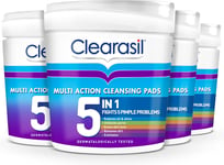Clearasil 5-In-1 65 Ultra Cleansing Pads, Pack of 4