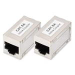 W5EOM DIGITUS Connecteur RJ45 Cat 6A - 2 pièces - Rallonge de câble LAN - Connecteur de câble réseau Cat6A - Compatible PoE - Connecteur modulaire - pour Switch, DSL, Modem, Routeur, PC - Argenté