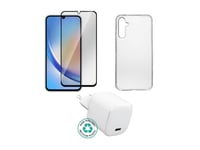 Estuff - Tillbehörssats För Mobiltelefon - Charger, Cover, Glass - För Samsung Galaxy A34 5G