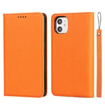 Litchi Texture Leather Pattern PU Leather Case Compatible with iPhone 11 Wallet Flip Card Case, 2 in 1 Detachable Magnetic Back Cover Orange