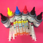 6 x Refillable Cartridges + PIGMENT/DYE Refill INK For Canon Pixma IP8750 MG7550