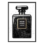 Artze Wall Art Noir Paris Perfume Bottle Splashes Poster, 30 cm Width x 40 cm Height, Black Marble