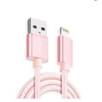 Cable Lightning pour iPhone 13 mini-iPhone 13-iPhone 13 Pro-iPhone 13 Pro max - Nylon Rose 3 Mètres - Yuan Yuan