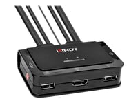 Lindy 2 Port HDMI 2.0, USB 2.0 & Audio Cable KVM Switch - Commutateur écran-clavier-souris/audio - 2 x KVM / audio - 1 utilisateur local - de bureau