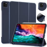 SIWENGDE Case for iPad 12.9 Inch 2020,Slim Lightweight Soft Flexible TPU Back Cover,Support iPad Pencil Charging for iPad Case,Multiple Viewing Stand Modes,Auto Wake/Sleep(Navy blue）