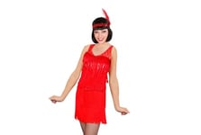 WIDMANN MILANO PARTY FASHION W, Costume Charleston, Élégance des années 20, Robe Rouge avec Franges et Sequins, Bijou de tête avec Plume, Confort Taille XL, qualité Durable