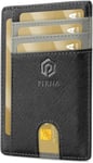Porte Carte Bancaire Fin et Petit, Portefeuille pour Hommes et Femmes avec Pochette d'argent & Boîte-Cadeau, Porte-Cartes de Crédit RFID, Porte Carte Bancaire Anti Piratage pour Homme - Noir/Gris