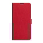 TCL 20 SE Glossy Leather Wallet Case - Red