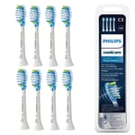 8x White Philips Sonicare C3 Optimal Premium Plaque Brush Head -Sonic Toothbrush