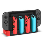 TNP Switch Joycon Charging Dock for Nintendo Switch Controller Charger Station and Switch OLED, Support 4 Joy con Holder with LED Indicator, Remote Docking Stand Base Attachment (Black, Red)