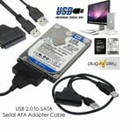 2.5" 2.0 USB to 22P SATA Cable Serial ATA HDD/SSD Adapter For Laptop Hard Drive