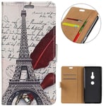 KM-WEN® Case for Sony Xperia XZ2 (5.7 Inch) Book Style The Eiffel Tower Pattern Magnetic Closure PU Leather Wallet Case Flip Cover Case Bag with Stand Protective Cover Color-2