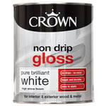 Crown Non Drip Gloss Pure Brilliant White Wood & Metal 750ml