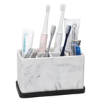 zccz Toothbrush Holder, Marble Look Electric Toothbrush and Toothpaste Holder Stand Bathroom Organizer for Toothbrush, Toothpaste, Dental Floss, Razor, Comb, Makeup Brushes and More
