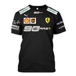 Ny F1 Ferrari racingdräkt, teamversion, avslappnad rund hals, kortärmad topp, svart black S