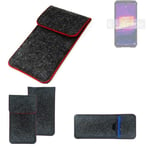 Protective cover for Ulefone Armor 9 dark gray red edges Filz Sleeve Bag Pouch