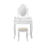 ML Design dressing tabell vit, toalettbord med spegel, pall och 4 lådor, 75 x